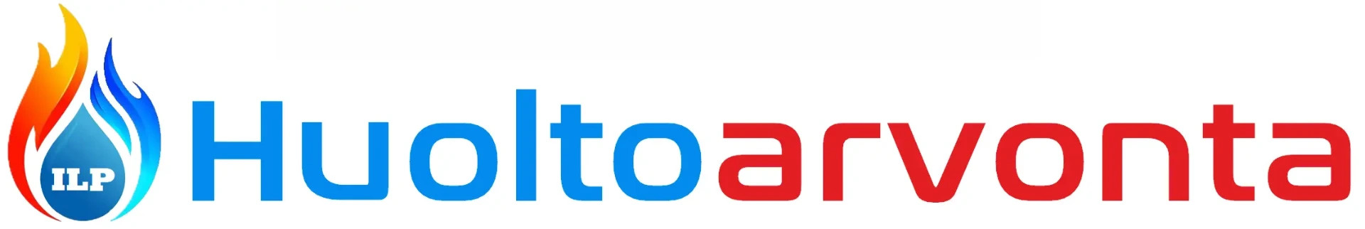 Sininen ja punainen liekkilogo sekä teksti Huoltoarvonta valkoisella taustalla.