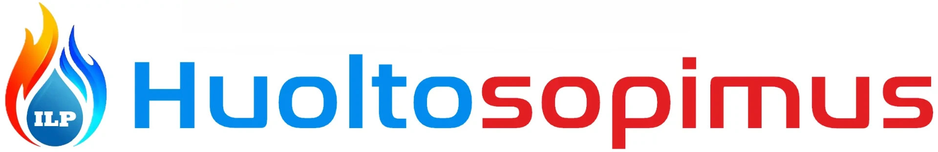 Sininen ja punainen teksti “Huoltosopimus” sekä liekkilogon tunnus, jossa ILP-kirjaimet.