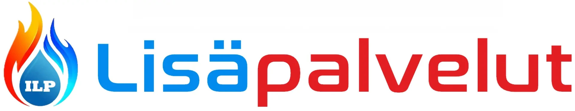 Tulinen liekki- ja ILP-logo sekä teksti LISÄPALVELUT sinisellä, punaisella ja valkoisella taustalla.